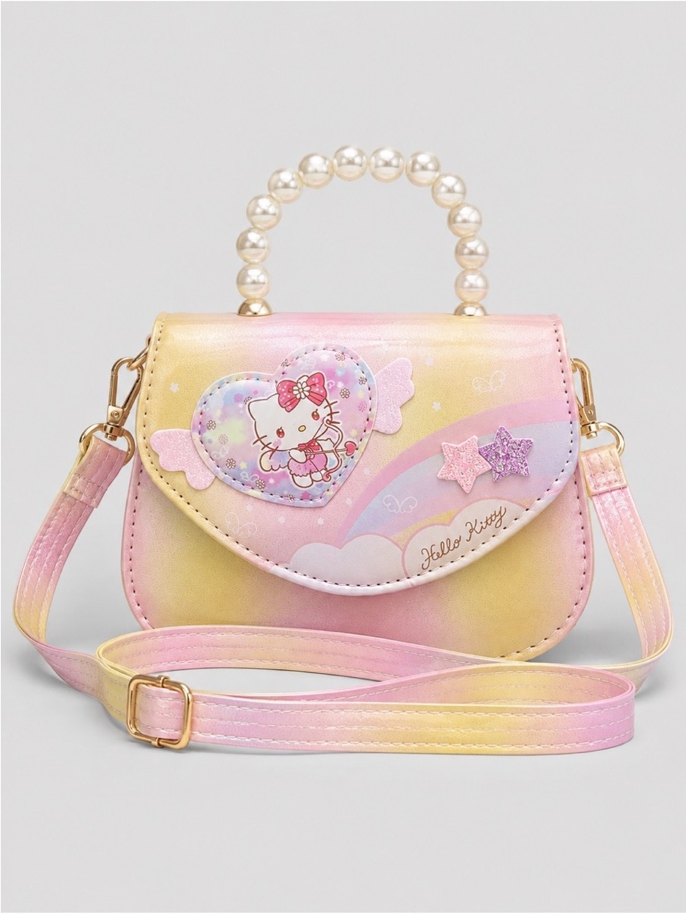Hello Kitty Pastel Rainbow Mini Satchel in Pink/Yellow